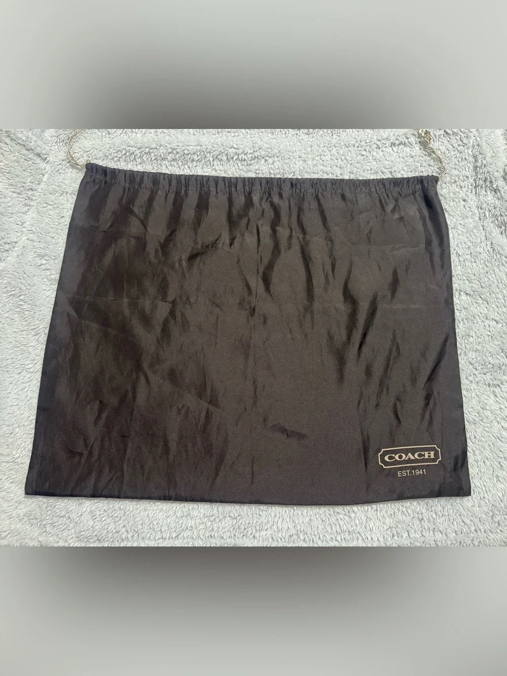 Coach Large Drawstring Dust Bag in Dark Brown with Gold Cord - Picture 2 of 4